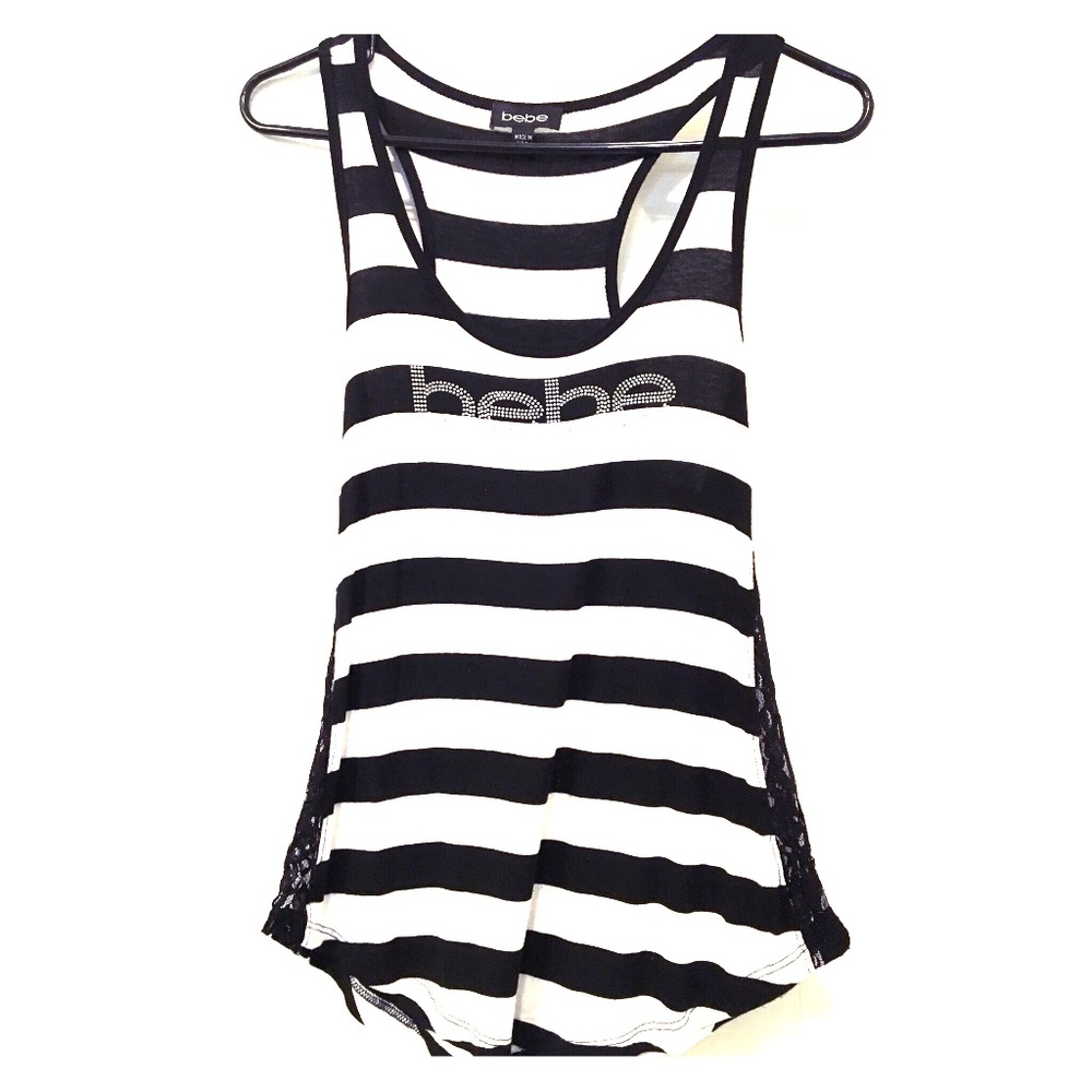 Bebe black & white stripped tank.